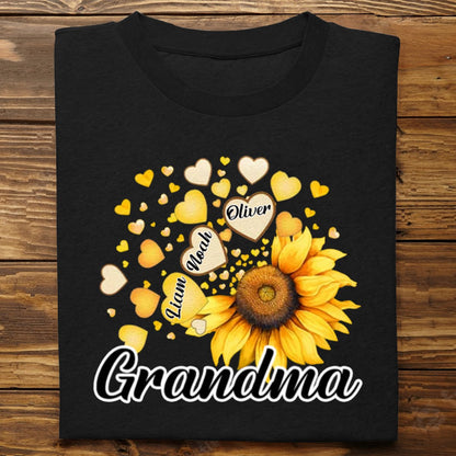 Family - Grandma Mom Kids Sunflower - Personalized Unisex T - shirt, Hoodie, Sweatshirt (NV) - Makezbright Gifts