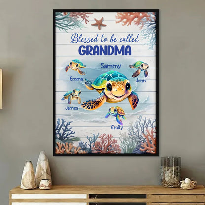 Family - Grandma Mom Turtle - Personalized Poster - Makezbright Gifts