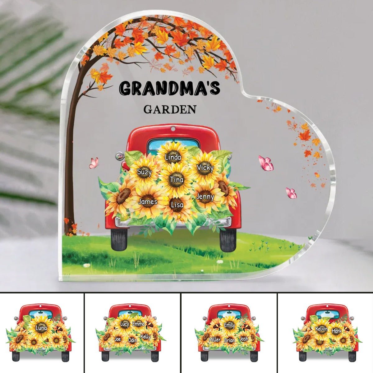 Family - Grandma Sunflowers Garden - Personalized Acrylic Plaque - Makezbright Gifts