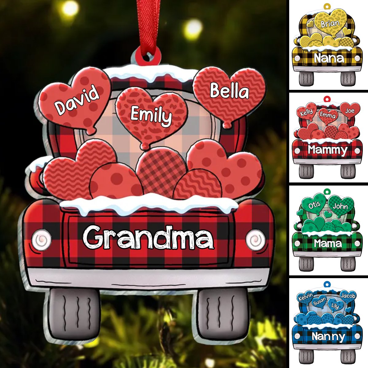 Family - Grandma Truck - Personalized Acrylic Ornament - Makezbright Gifts