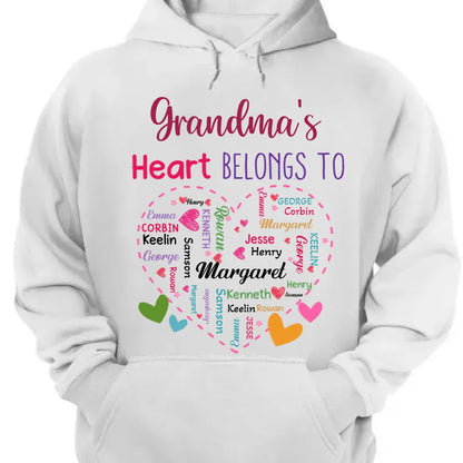 Family - Grandma's Heart Belongs To - Personalized Unisex T - shirt, Hoodie, Sweatshirt - Makezbright Gifts