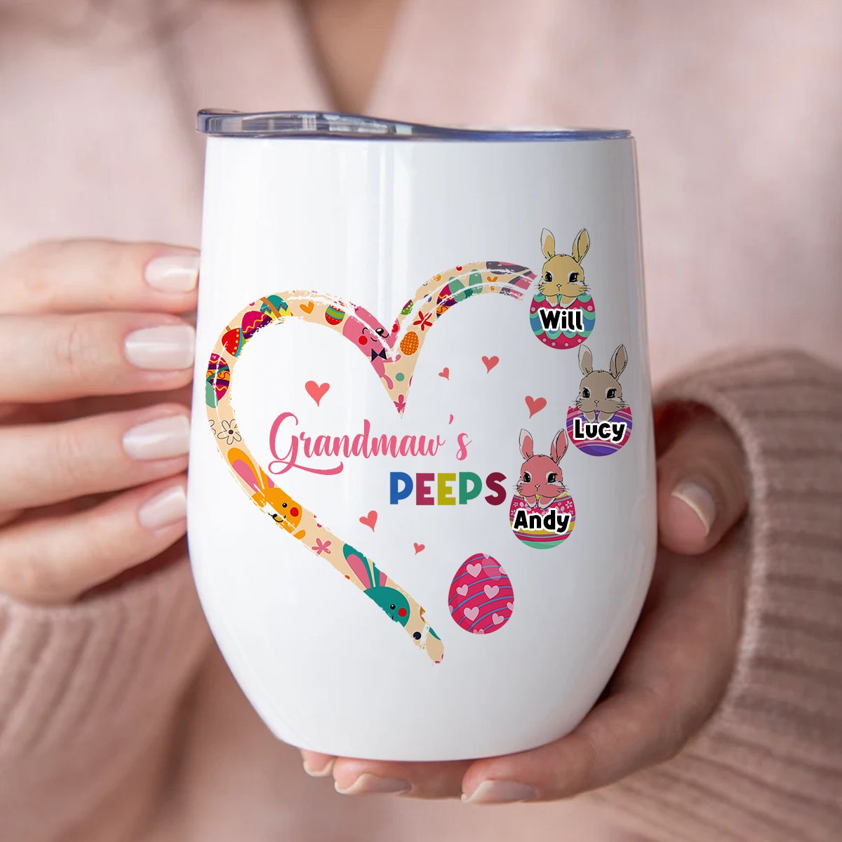 Family - Grandma's Peeps Easter Gifts - Personalized Wine Tumbler - Makezbright Gifts