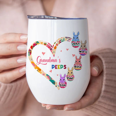 Family - Grandma's Peeps Easter Gifts - Personalized Wine Tumbler - Makezbright Gifts