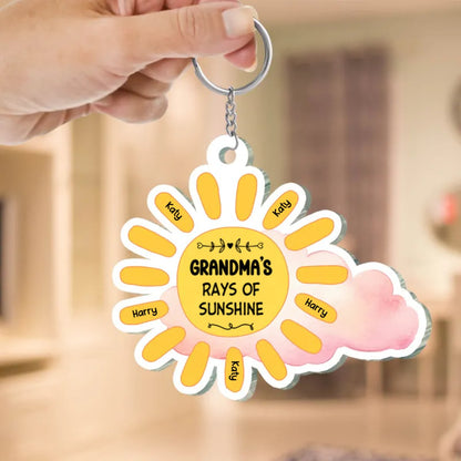 Family - Grandma's Rays Of Sunshine - Personalized Window Hanging Suncatcher Ornament - Makezbright Gifts