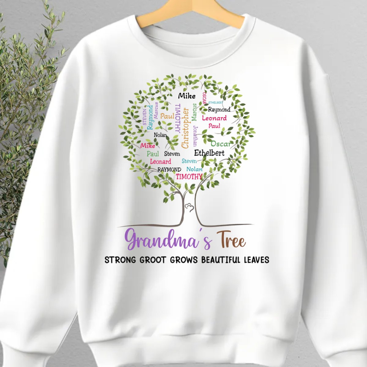 Family - Grandma's Tree Strong Groot Grows Beautiful Leaves - Personalized Unisex T - shirt, Hoodie, Sweatshirt - Makezbright Gifts