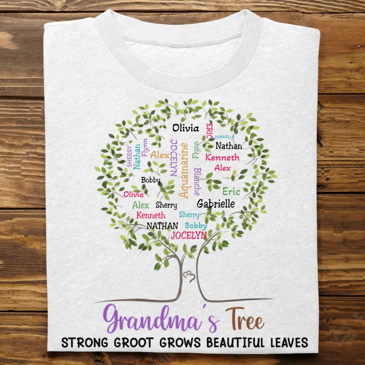 Discover Family - Grandma's Tree Strong Groot Grows Beautiful Leaves - Personalized Unisex T-shirt