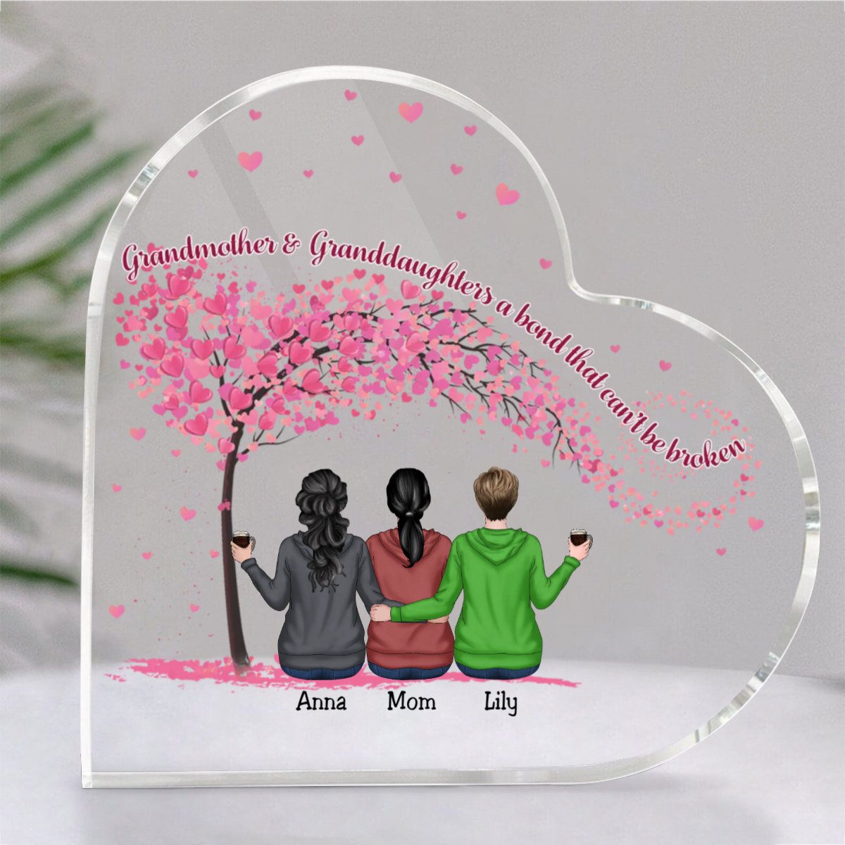 Family - Grandmother & Granddaughters A Bond That Can't Be Broken - Personalized Acrylic Plaque (LH) - Makezbright Gifts