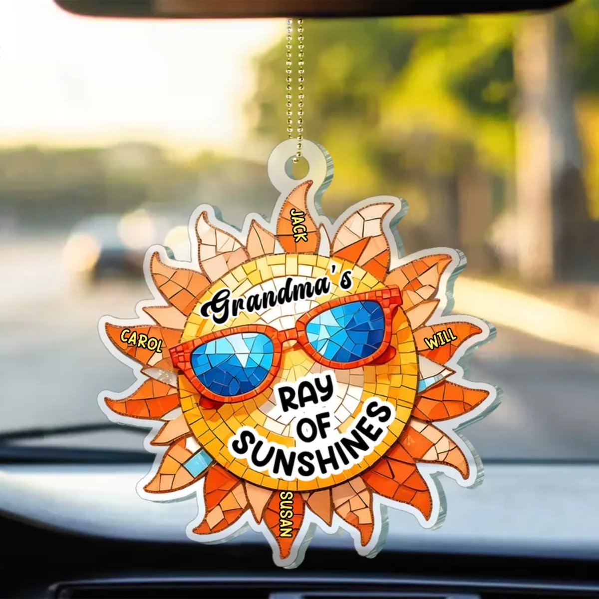 Family - Grandmother Rays Of Sunshine - Personalized Acrylic Car Hanger - Makezbright Gifts