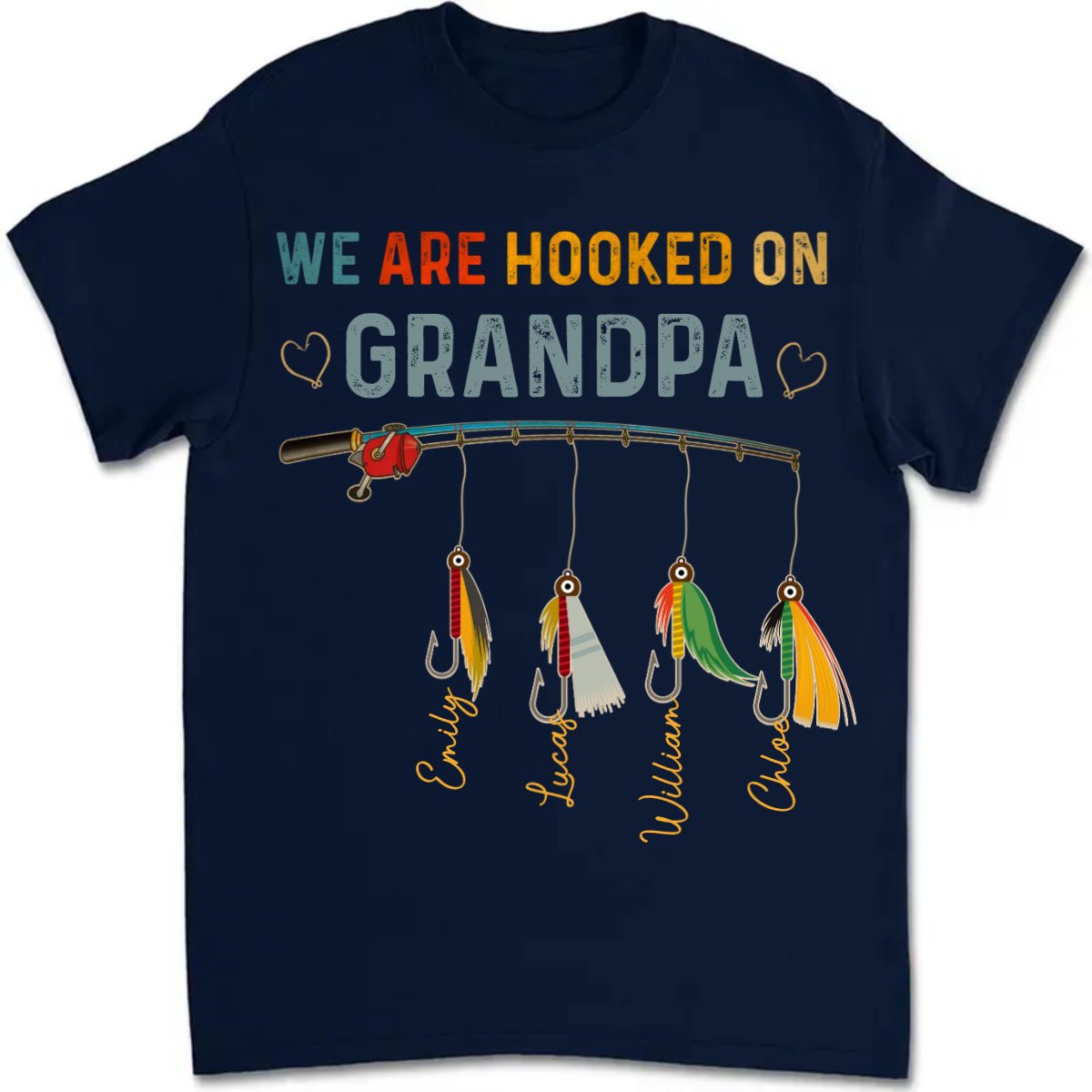 Family - Grandpa Fishing Lure - Personalized Unisex T - Shirt - Makezbright Gifts