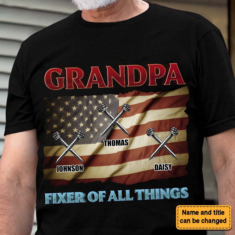 Family - Grandpa Fixer Of All Things - Personalized Unisex T - shirt, Hoodie, Sweatshirt - Makezbright Gifts