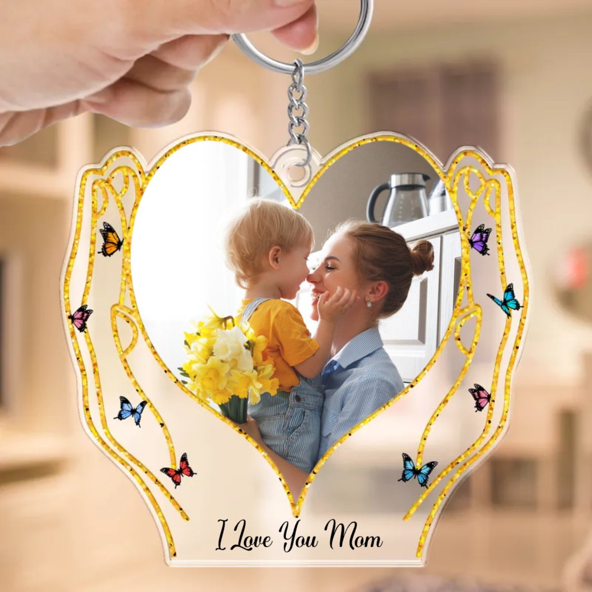 Family - Hands Holding Love - Personalized Acrylic Keychain (HJ) - Makezbright Gifts