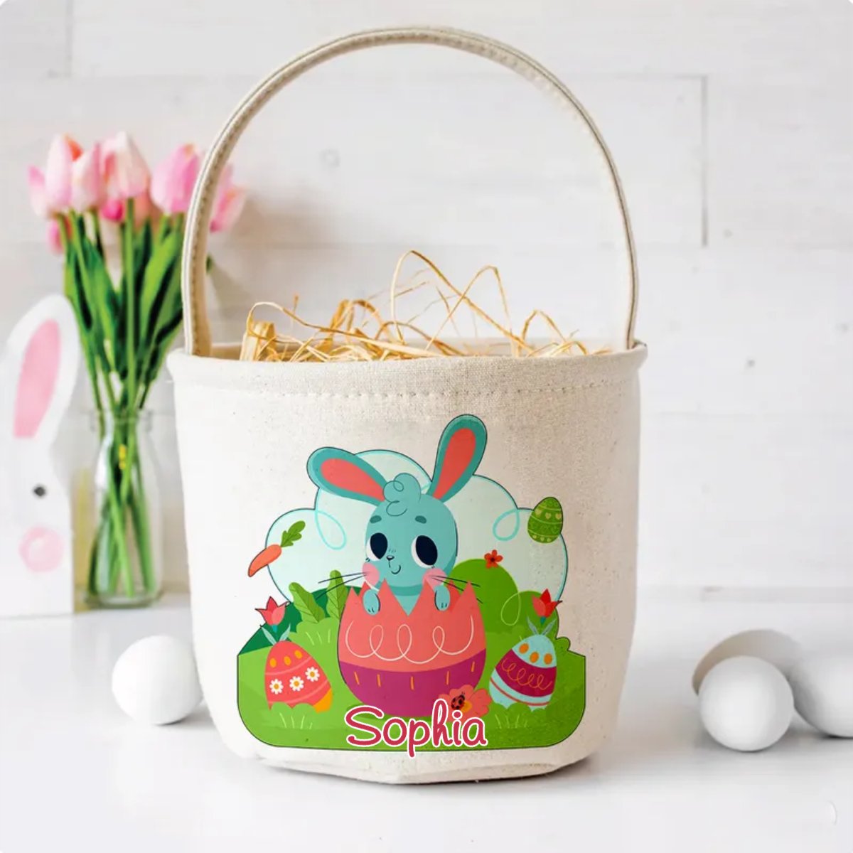 Family - Happy Easter Day - Personalized Easter Basket (HJ) - Makezbright Gifts