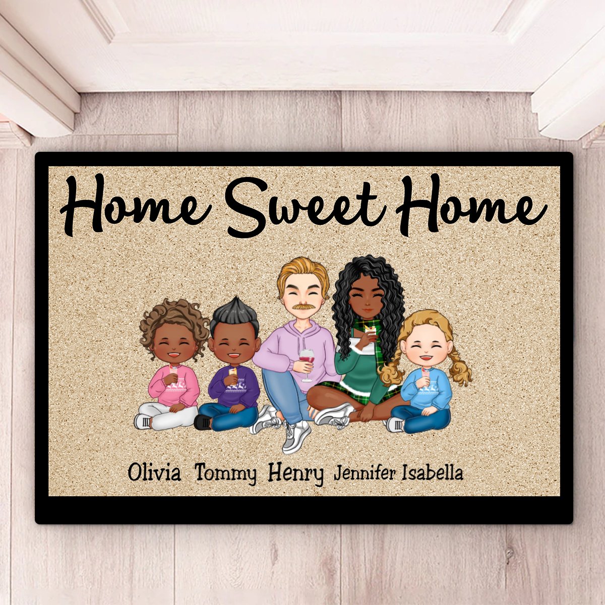 Family - Home Sweet Home With Our Kids - Personalized Doormat - Makezbright Gifts