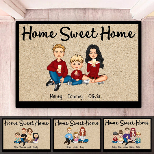 Family - Home Sweet Home With Our Kids - Personalized Doormat - Makezbright Gifts