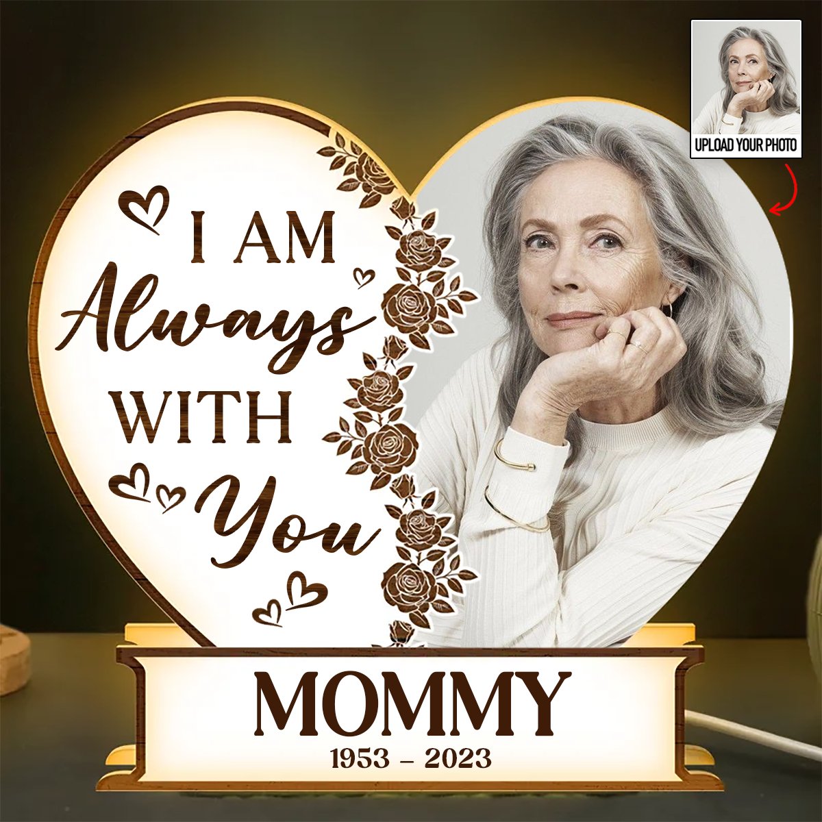 Family - I Am Always With You Heart - Shaped - Personalized Photo Light Box - Makezbright Gifts