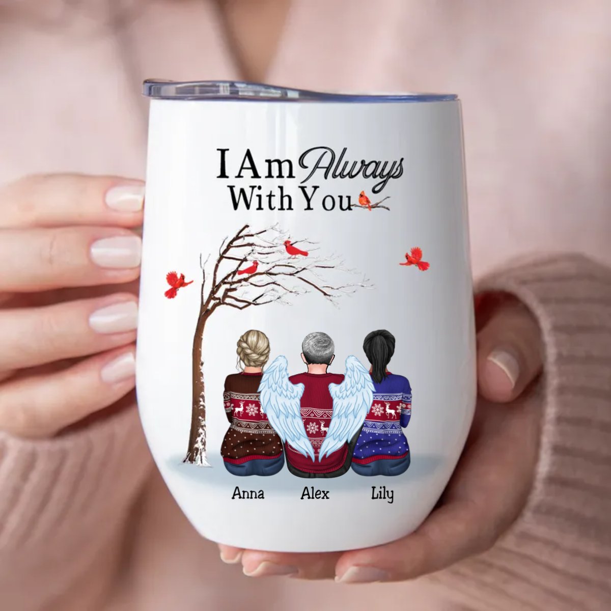 Family - I Am Always With You - Personalized Christmas Wine Tumbler - Makezbright Gifts