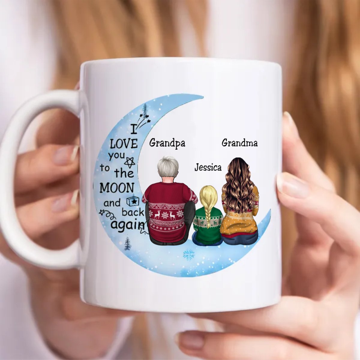 Family - I Love You To The Moon And Back Again - Personalized Mug - Makezbright Gifts