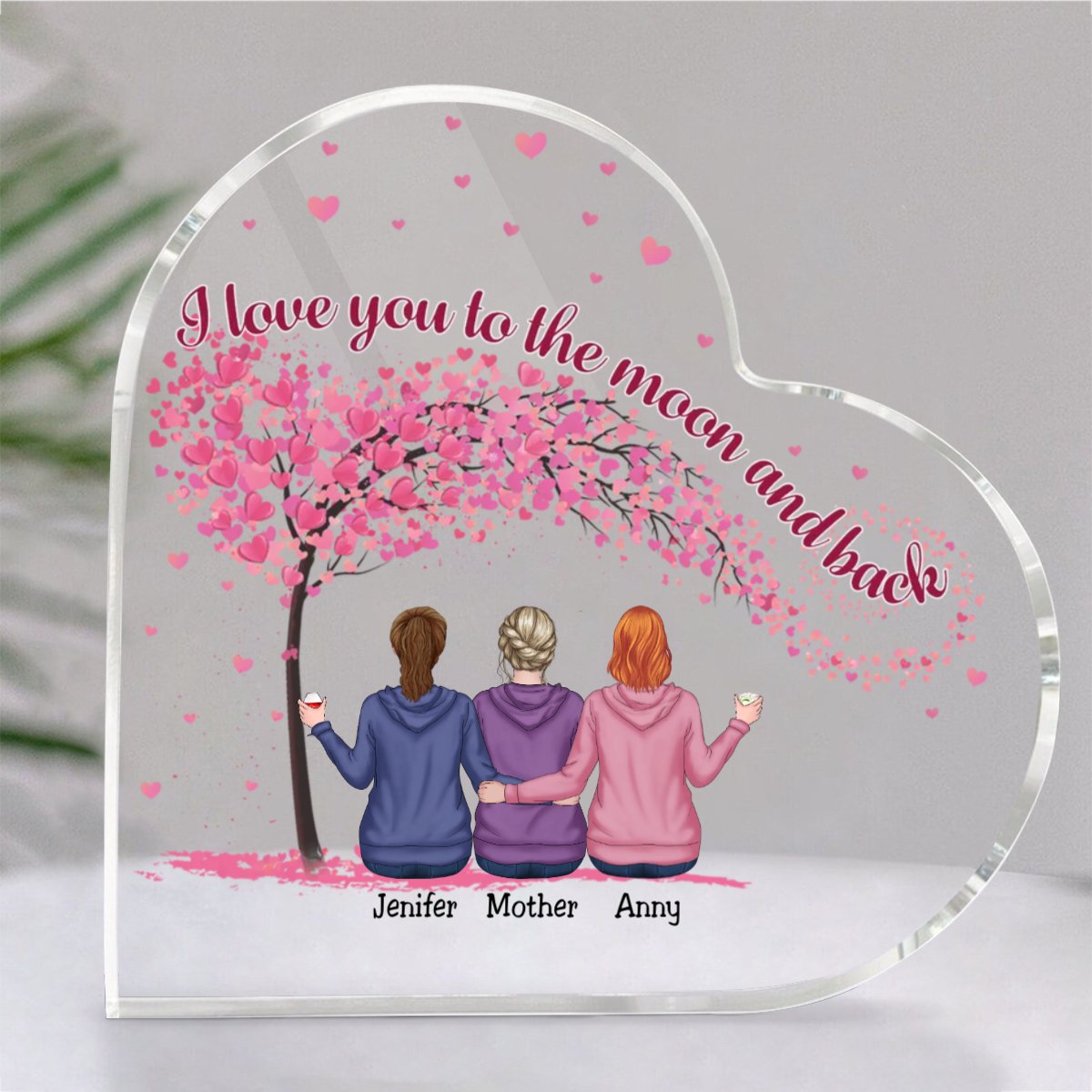 Family - I Love You To The Moon And Back - Personalized Acrylic Plaque (LH) - Makezbright Gifts