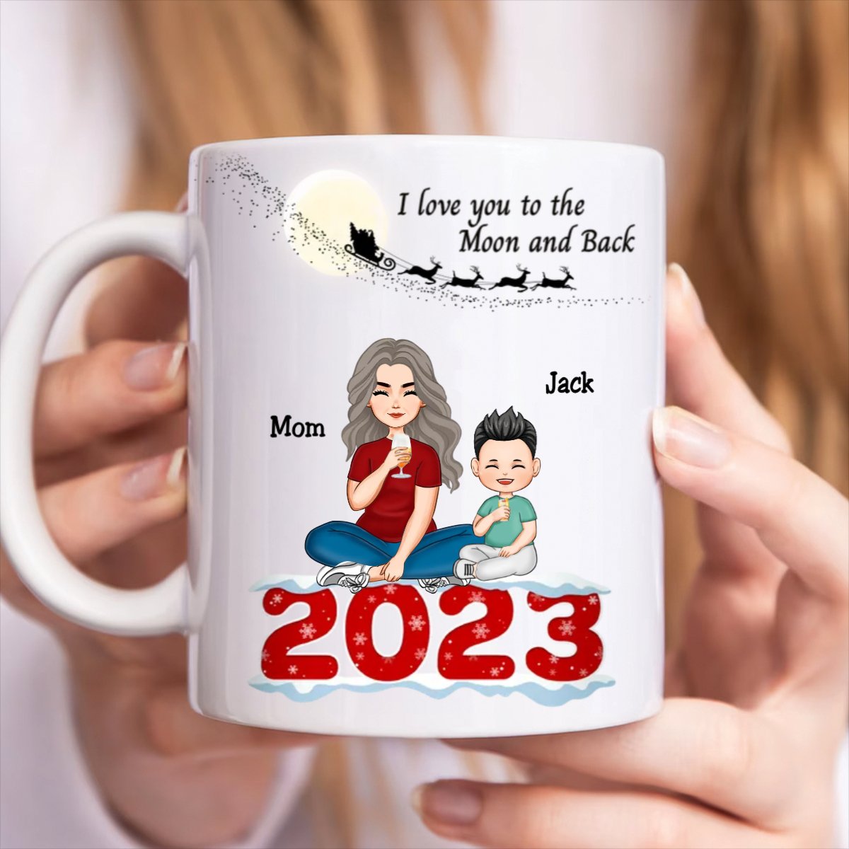 Family - I Love You To The Moon And Back - Personalized Mug - Makezbright Gifts