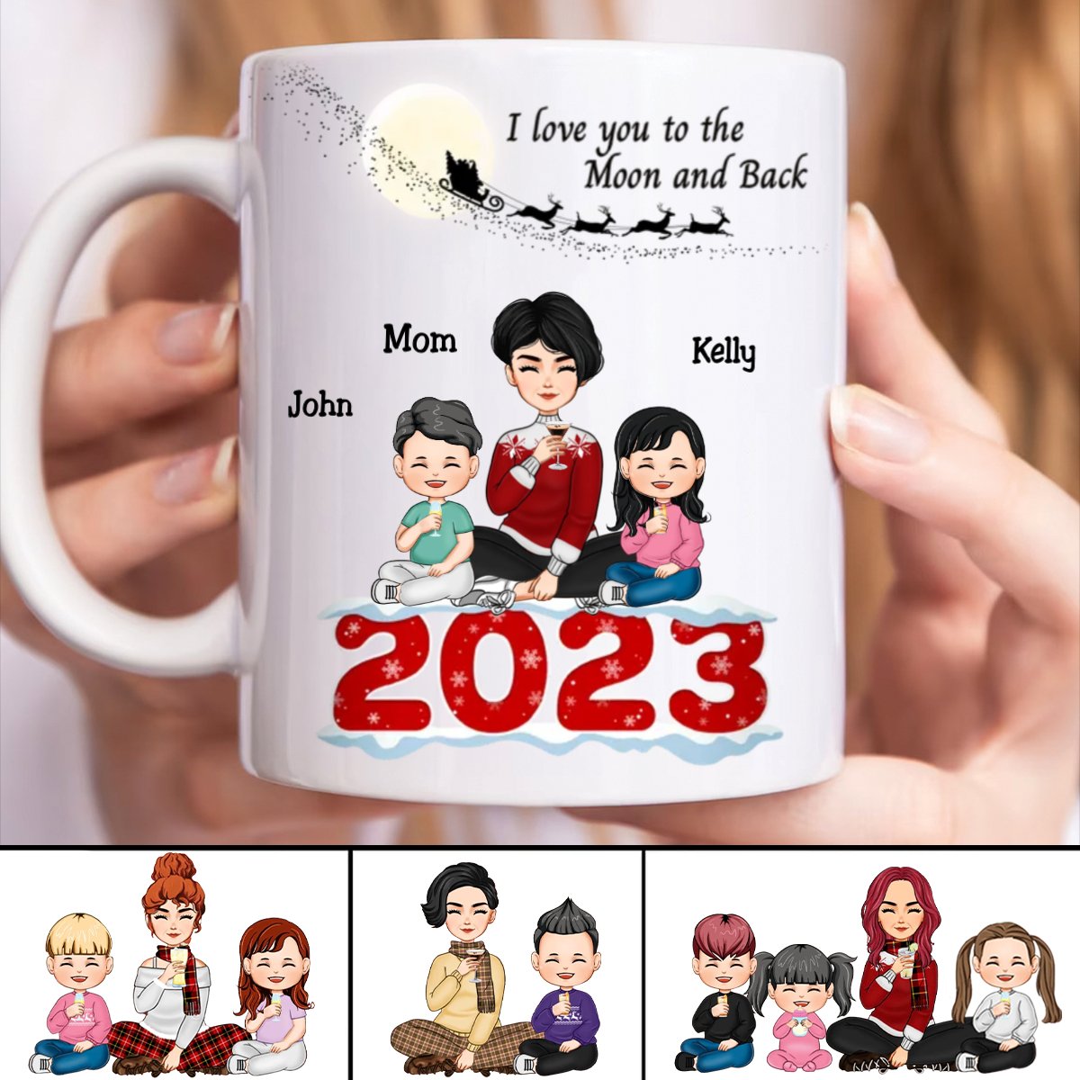 Family - I Love You To The Moon And Back - Personalized Mug - Makezbright Gifts