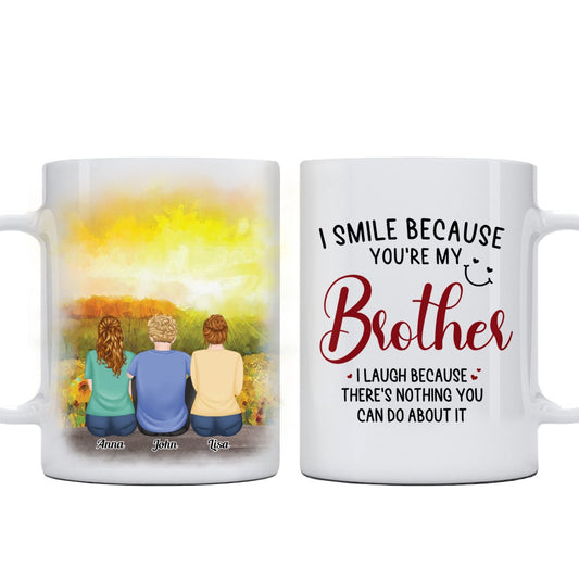 Family - I Smile Because You're My Brother - Personalized Mug - Makezbright Gifts