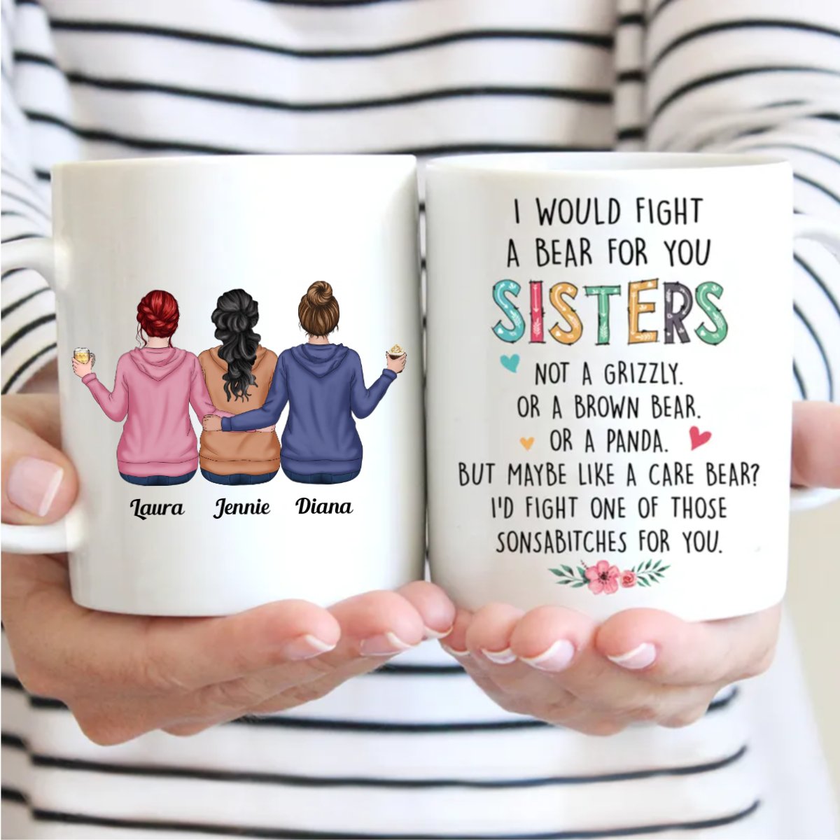 Family - I Would Fight A Bear For You Sisters - Personalized Mug (AA) - Makezbright Gifts