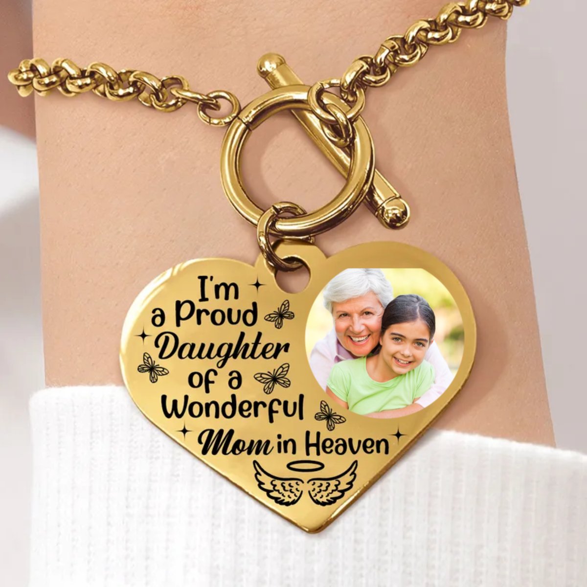 Family - I'm A Proud Daughter - Personalized Bracelet - Makezbright Gifts