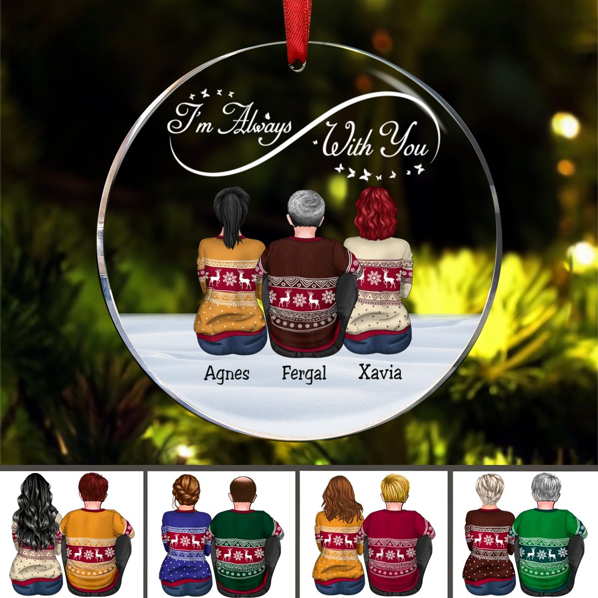 Family - I'm Always With You - Personalized Acrylic Circle Ornament - Makezbright Gifts