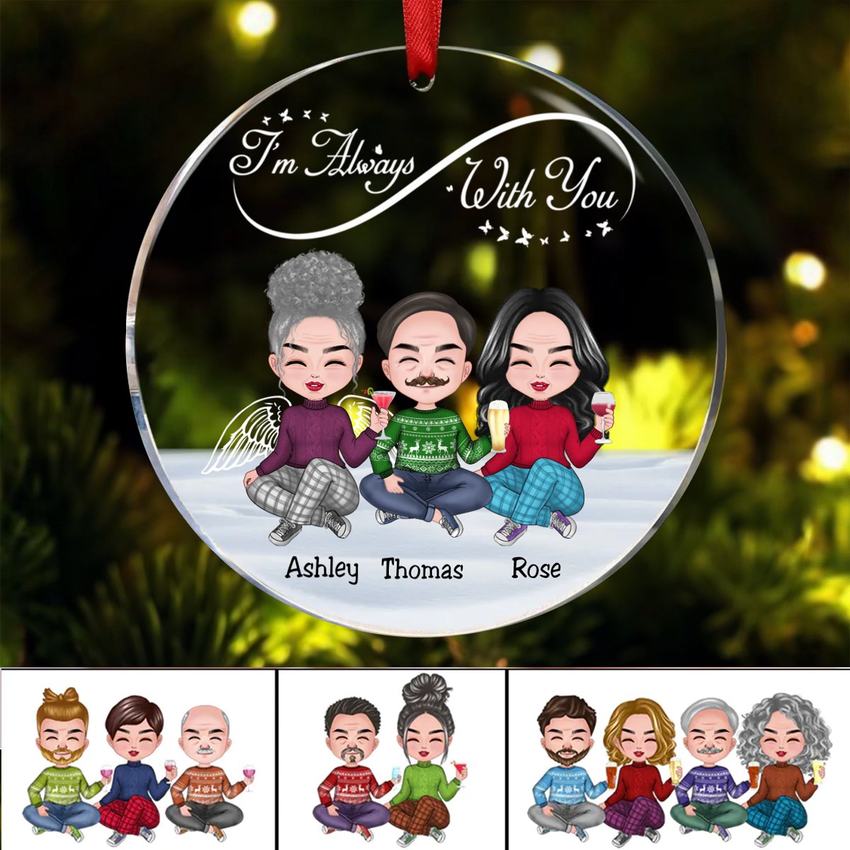 Family - I'm Always With You - Personalized Circle Ornament (QH) - Makezbright Gifts