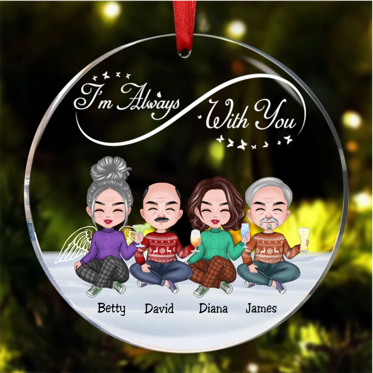 Family - I'm Always With You - Personalized Circle Ornament (QH) - Makezbright Gifts