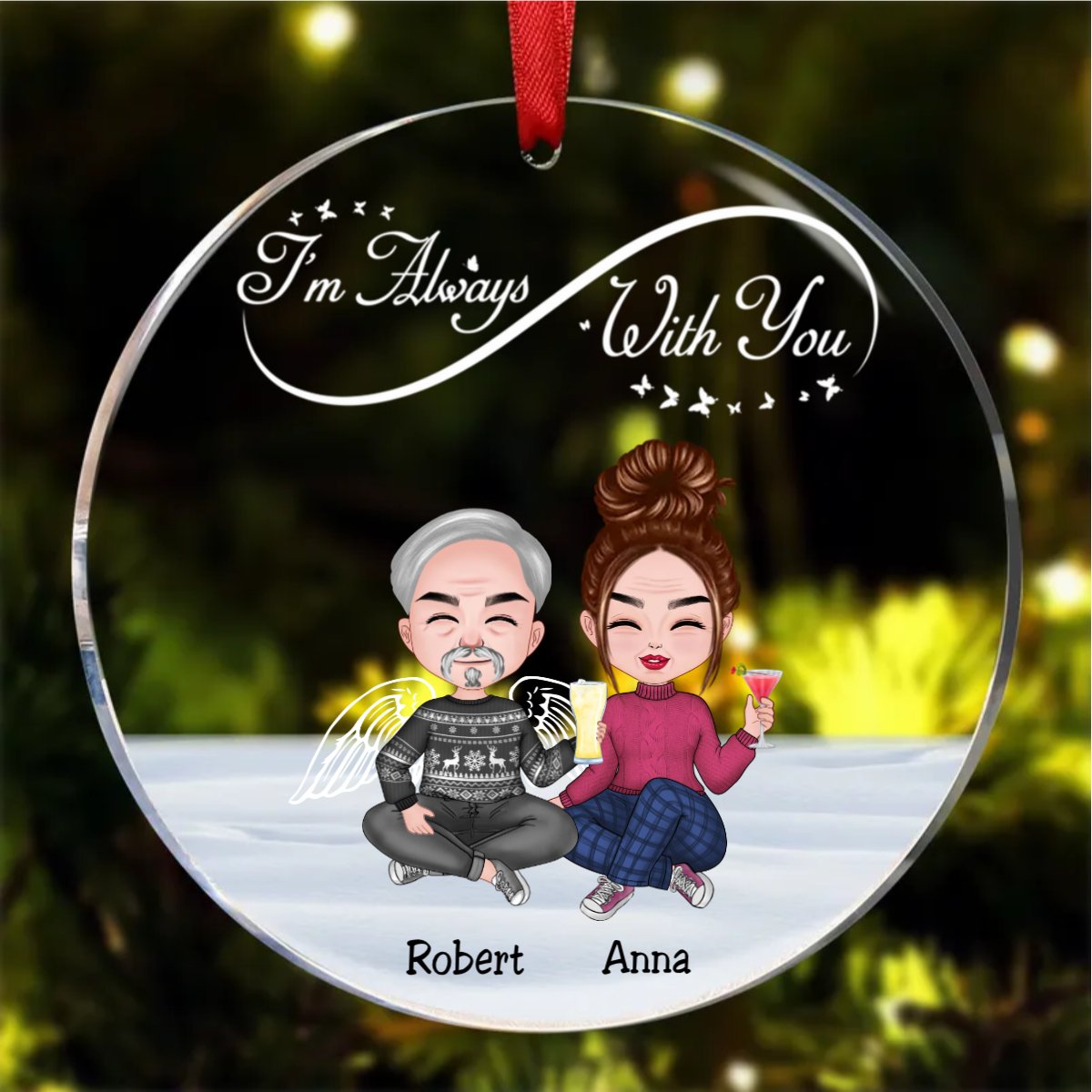 Family - I'm Always With You - Personalized Circle Ornament (QH) - Makezbright Gifts