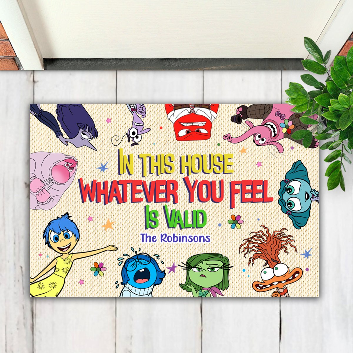 Family - In This House Whatever You Feel Is Valid - Personalized Doormat - Makezbright Gifts