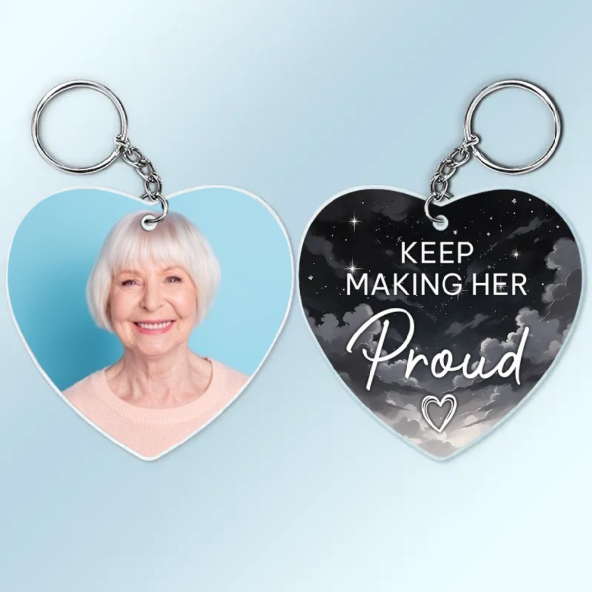 Family - Keep Making Her Proud - Personalized Acrylic Keychain - Makezbright Gifts