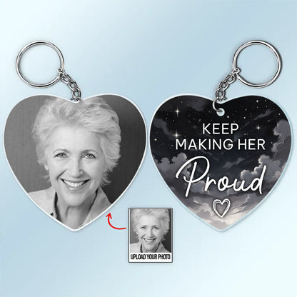 Family - Keep Making Her Proud - Personalized Acrylic Keychain - Makezbright Gifts