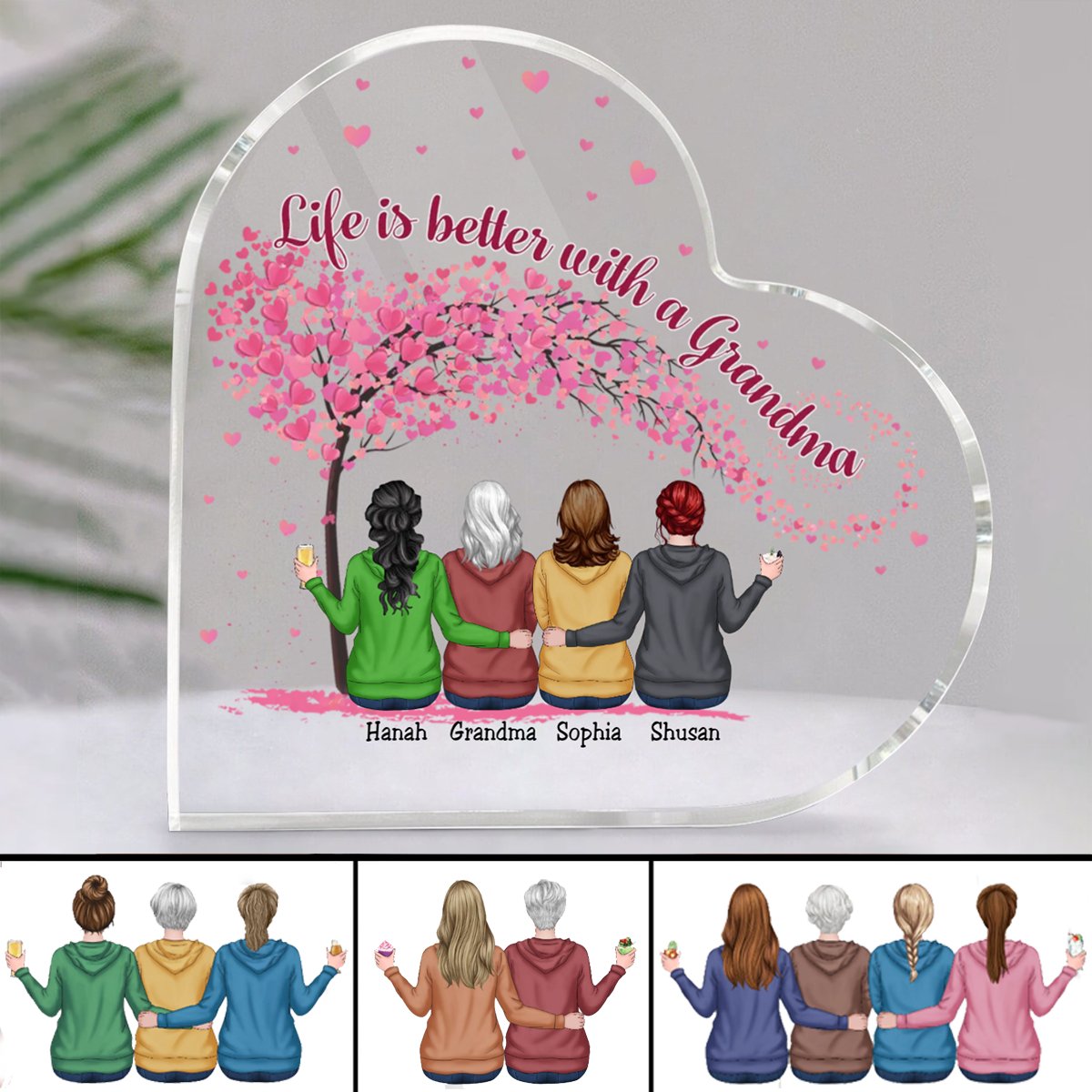 Family - Life Is Better With A Grandma - Personalized Acrylic Plaque (LH) - Makezbright Gifts