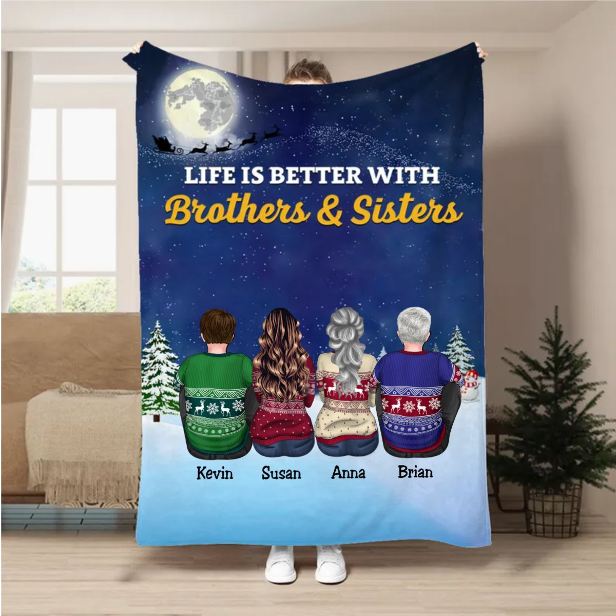 Family - Life Is Better With Brothers & Sisters - Personalized Blanket - Makezbright Gifts