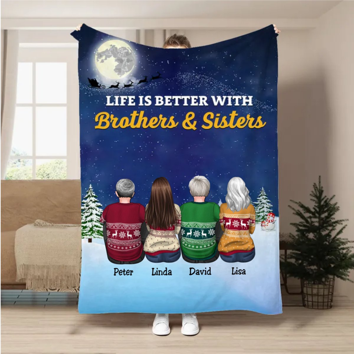 Family - Life Is Better With Brothers & Sisters - Personalized Blanket - Makezbright Gifts