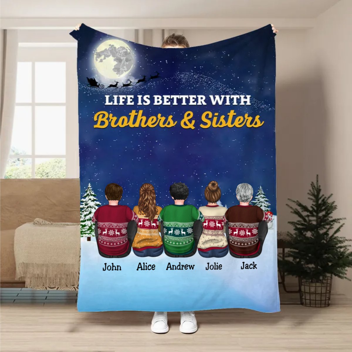 Family - Life Is Better With Brothers & Sisters - Personalized Blanket - Makezbright Gifts