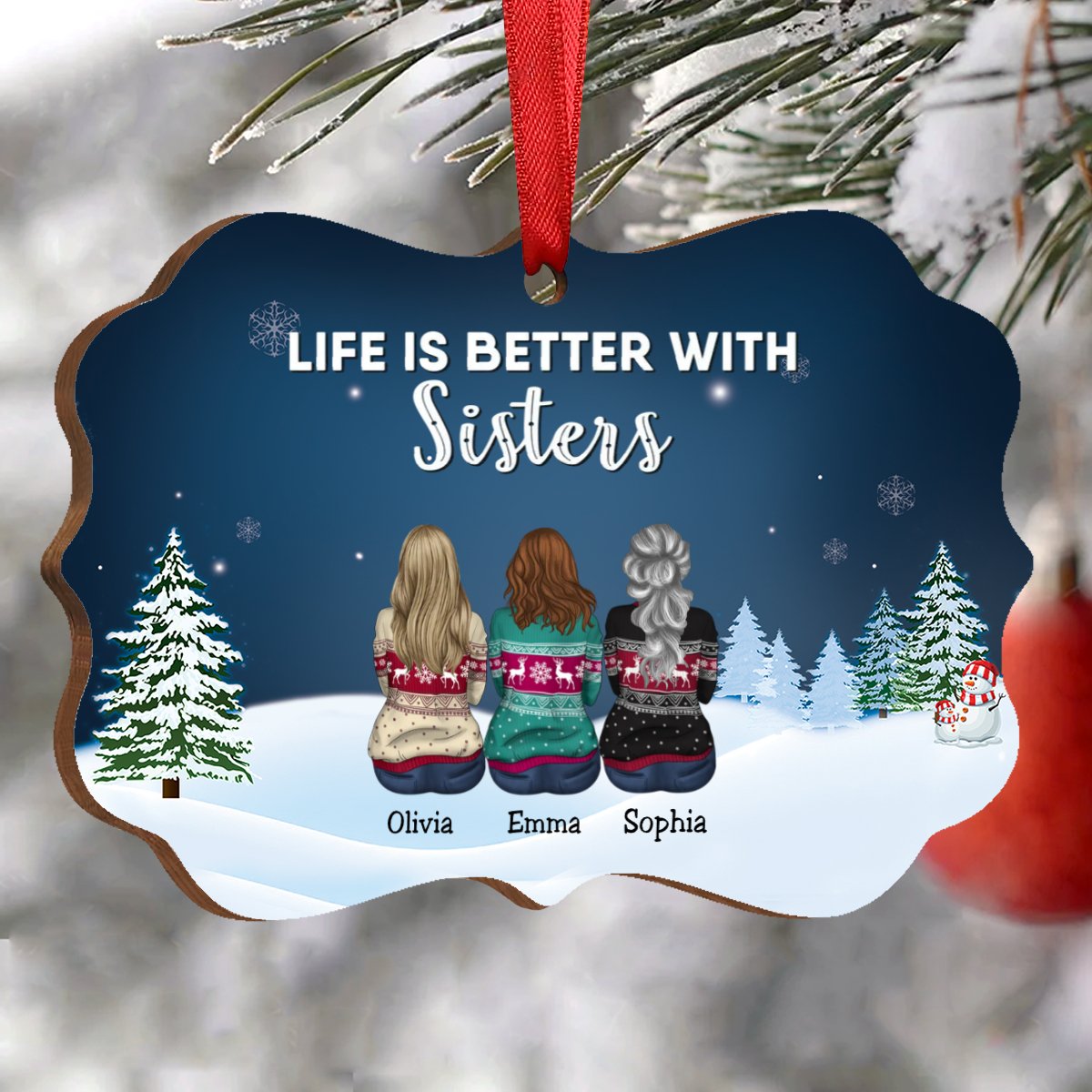 Family - Life Is Better With Brothers & Sisters - Personalized Christmas Ornament - Makezbright Gifts