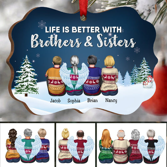 Family - Life Is Better With Brothers & Sisters - Personalized Christmas Ornament (New) - Makezbright Gifts