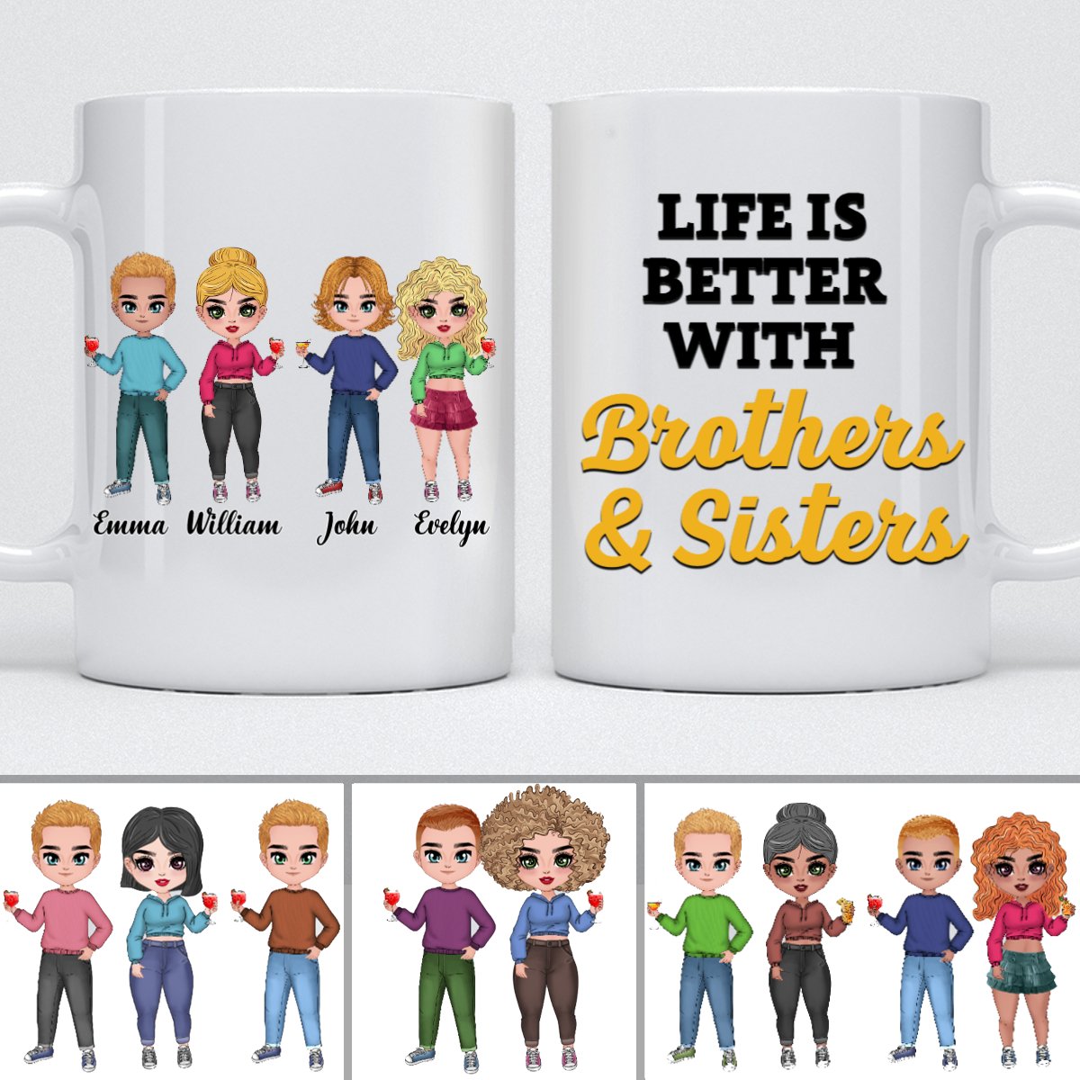 Family - Life Is Better With Brothers & Sisters - Personalized Mug - Makezbright Gifts