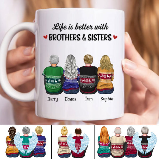 Family - Life Is Better With Brothers & Sisters - Personalized Mug (BU) - Makezbright Gifts