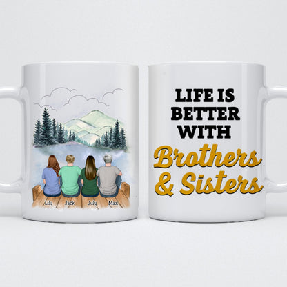 Family - Life Is Better With Brothers & Sisters - Personalized Mug (Ver 3) - Makezbright Gifts