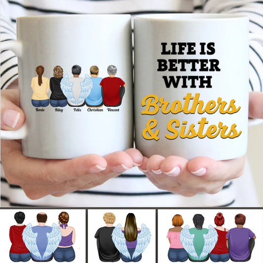 Family - Life Is Better With Brothers & Sisters - Personalized Mug (Ver 6) - Makezbright Gifts