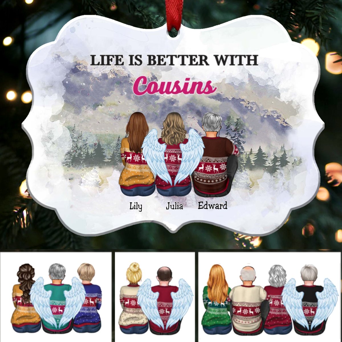 Family - Life Is Better With Cousins - Personalized Christmas Ornament - Makezbright Gifts