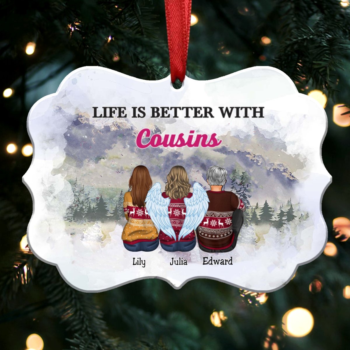 Family - Life Is Better With Cousins - Personalized Christmas Ornament - Makezbright Gifts