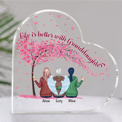 Family - Life Is Better With Granddaughters - Personalized Acrylic Plaque (LH) - Makezbright Gifts