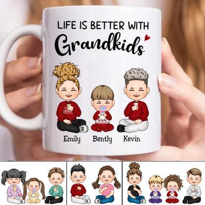 Family - Life Is Better With Grandkids - Personalized Mug - Makezbright Gifts