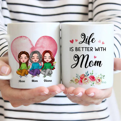 Family - Life is Better with Mom - Personalized Mug (LI) V2 - Makezbright Gifts