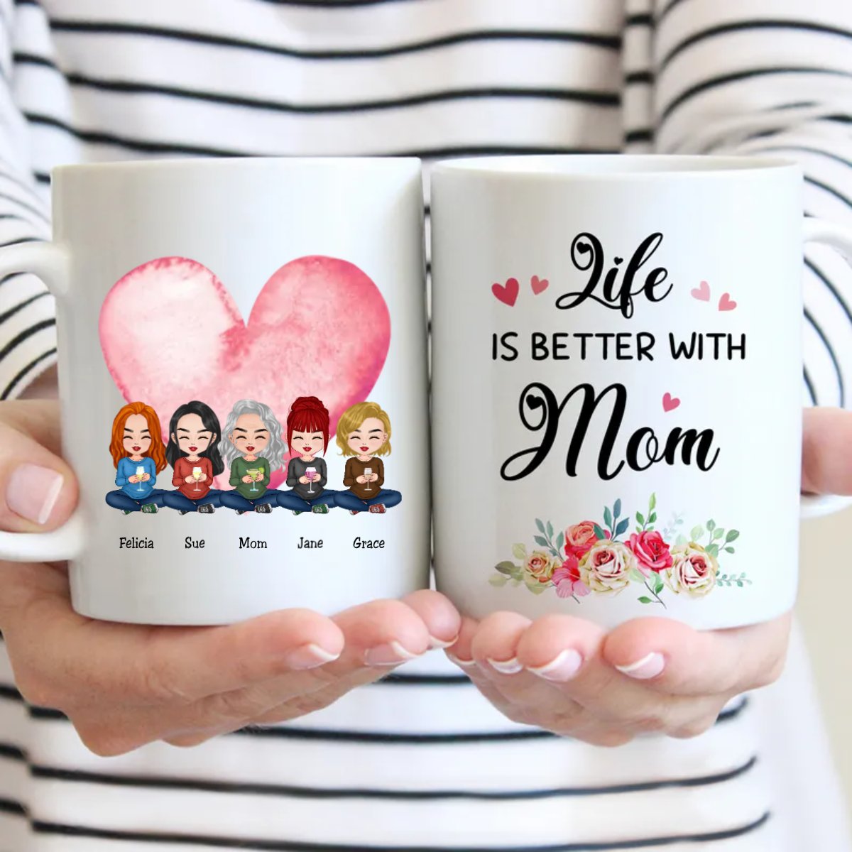 Family - Life is Better with Mom - Personalized Mug (LL) - Makezbright Gifts